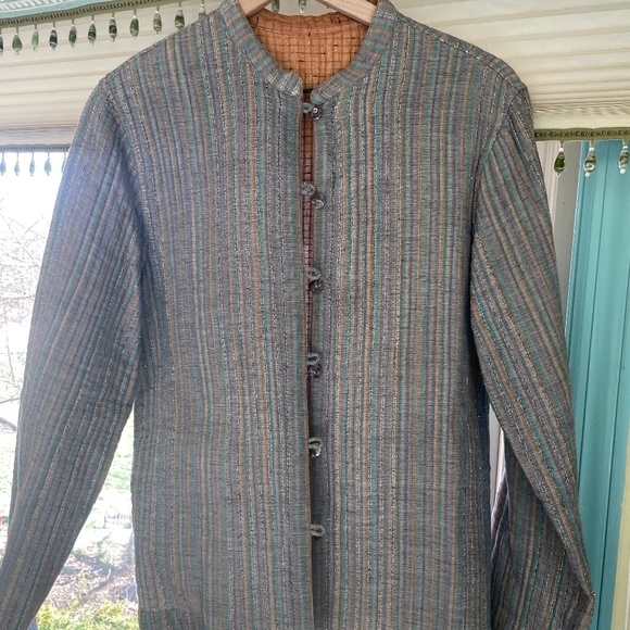 Cotton quilted jacket reversible lightweight metallic thread - Picture 1 of 5